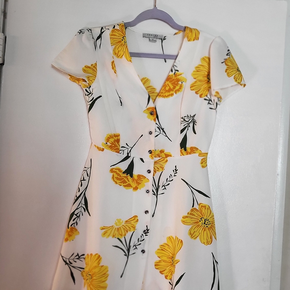 Floral White and Yellow Dress